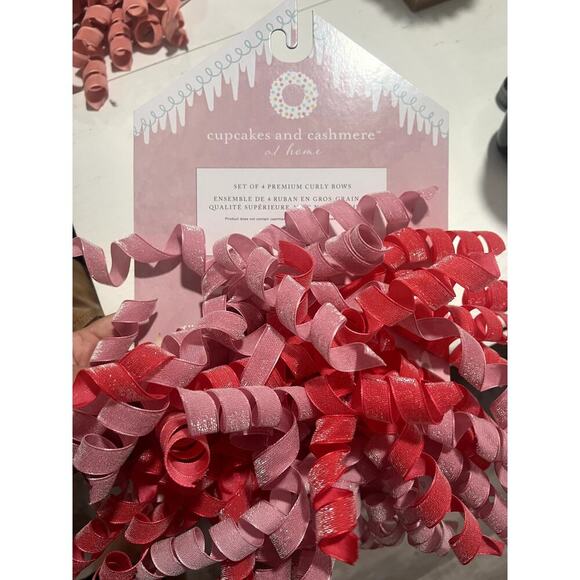 Cupcakes and Cashmere Premium Curly Bows (Set of TWO) Red/Pink - Picture 5 of 5